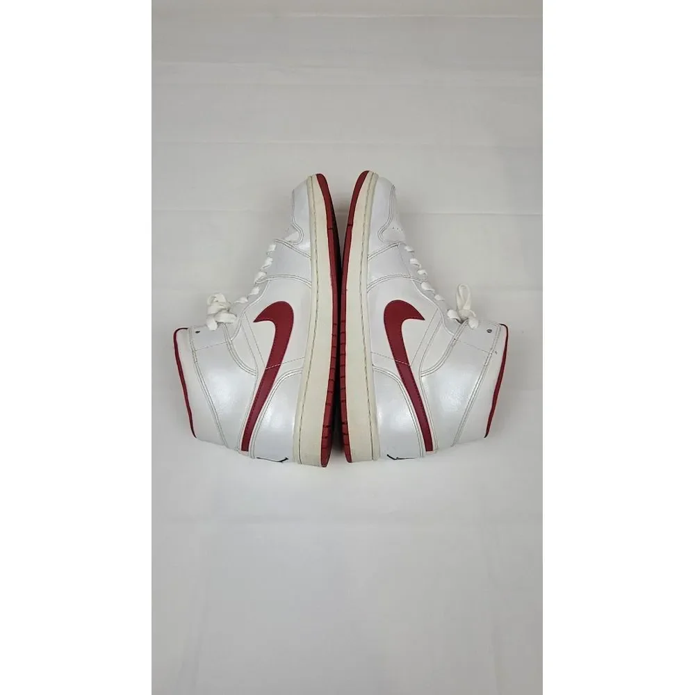Nike Air Jordan 1 Mid‎ Basketball Shoes Mens 10.5. 2014 White Gym Red Sneakers.